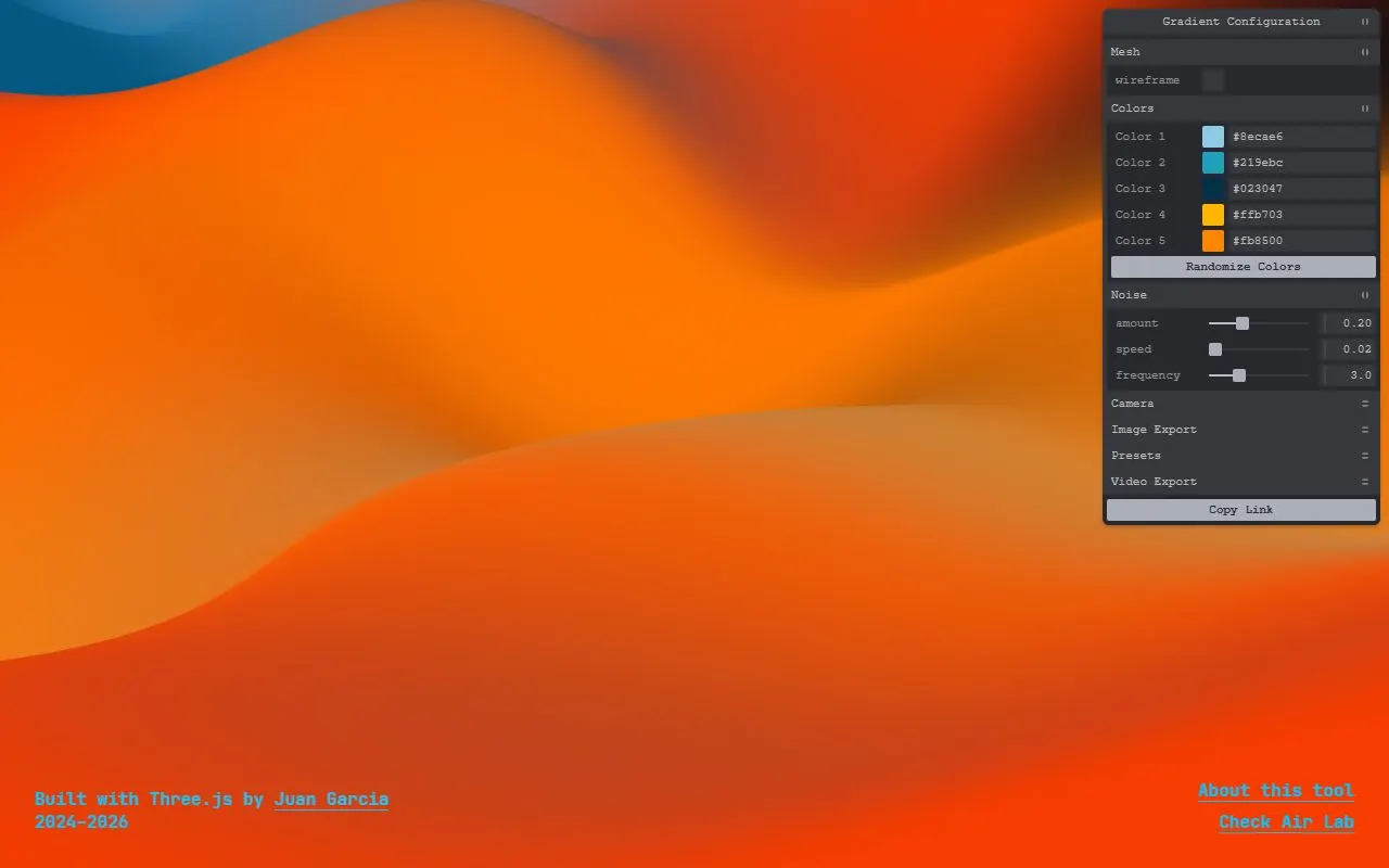 Miniatura do site Animated Gradient Generator