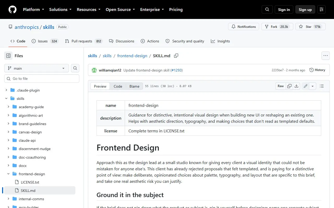 Miniatura do site Frontend Design · Anthropic