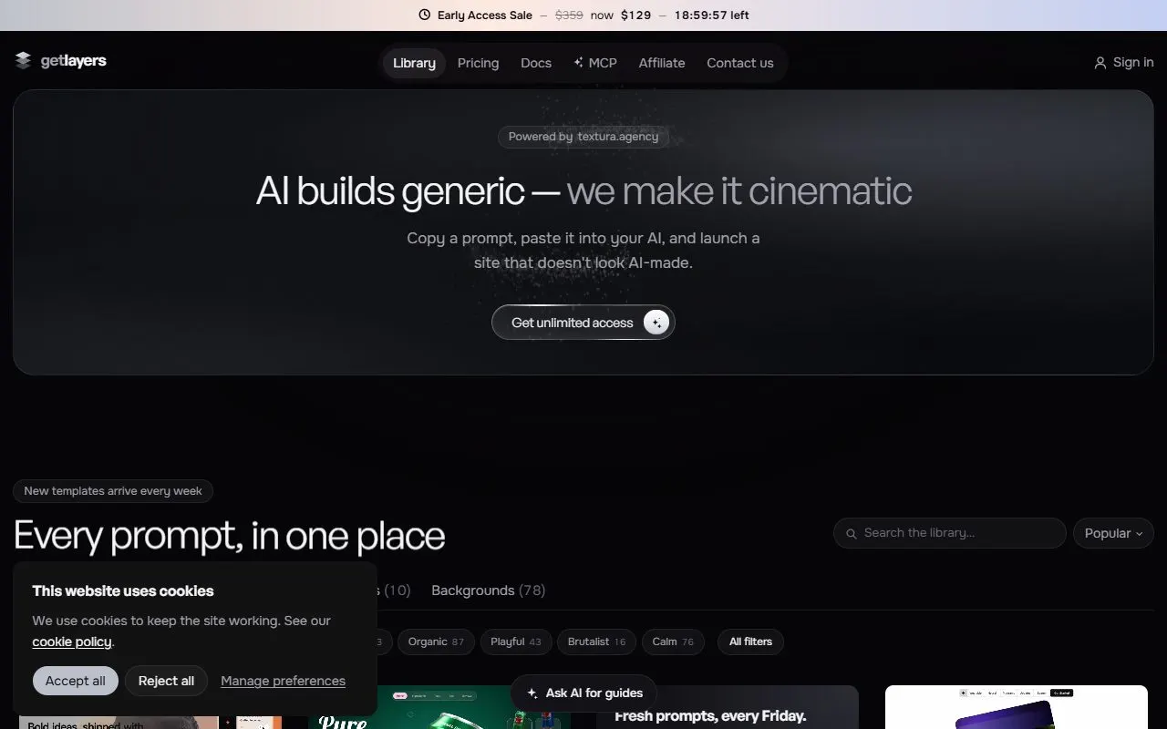Miniatura do site GetLayers