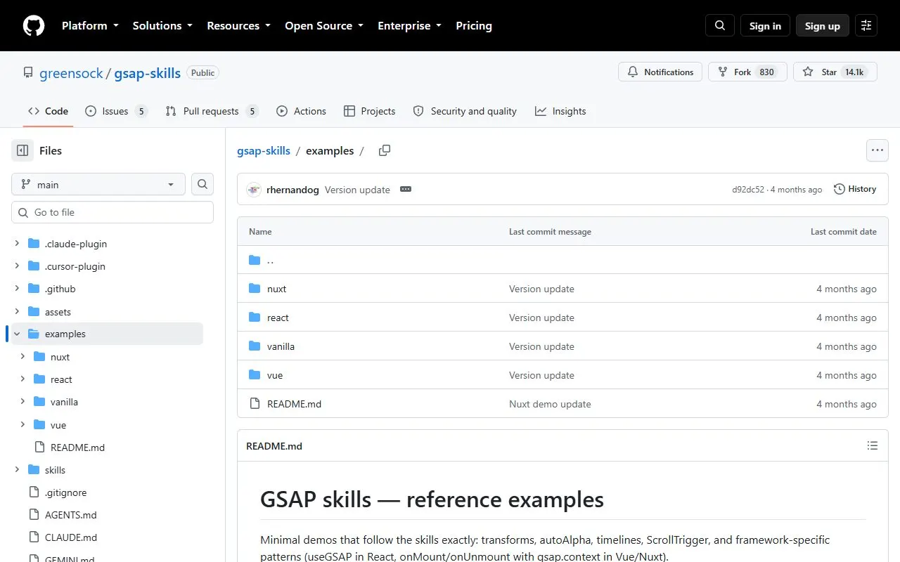 Miniatura do site GSAP Skills · Examples
