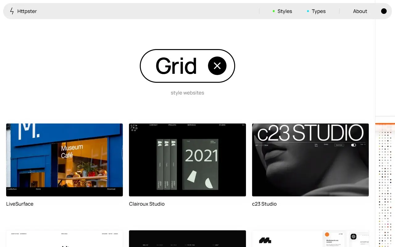 Miniatura do site Httpster · Grid