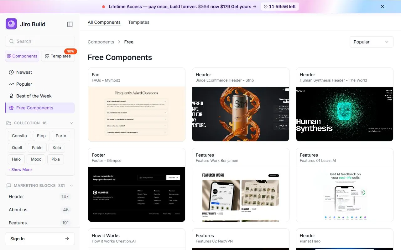 Miniatura do site Jiro · Free Components