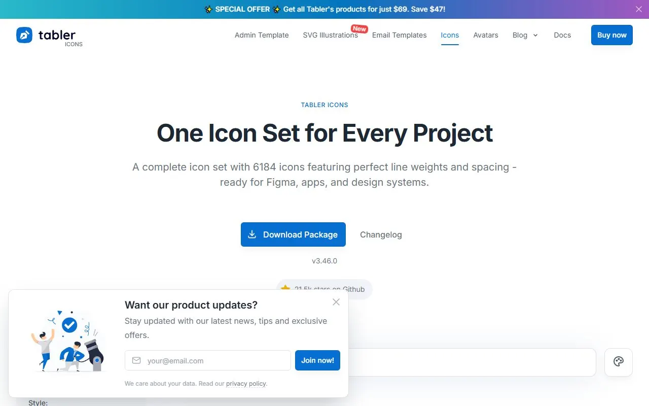 Miniatura do site Tabler Icons